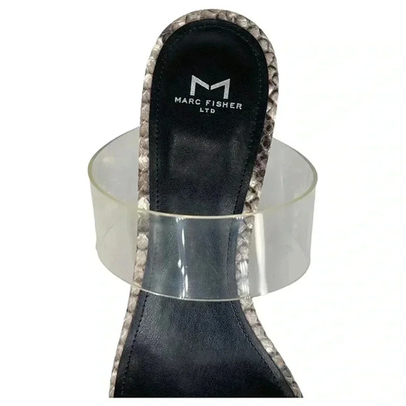 NWOB Marc Fisher Womens Heeled Sandals 8.5M Guadia2 Snake Print Clear Strap - Picture 7 of 14